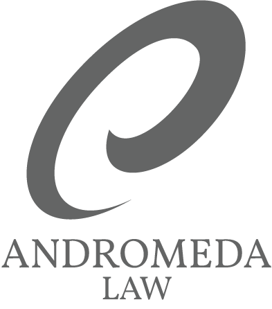 Andromea Law's Logo, a grey swirl representing the Andromeda Galaxy